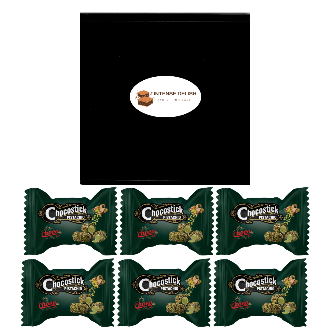 Dubai Choco-Stick Pistachio By Intense Delish | Rich Chocolate, Nutty Crunch, Pistachio (BOX OF 6)