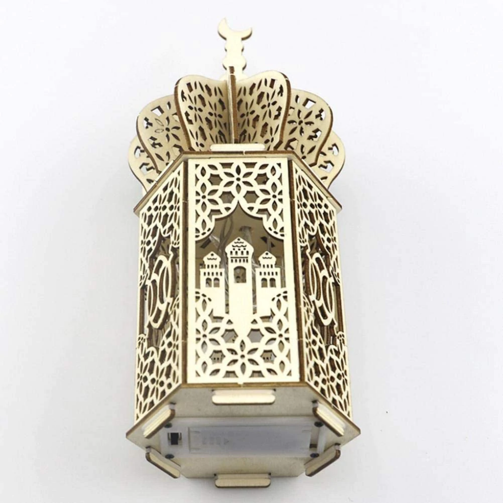 DIY Wooden Lamp with LED night Light - For Ramadan, Bedroom, Eid, Birthday, Holiday Gift