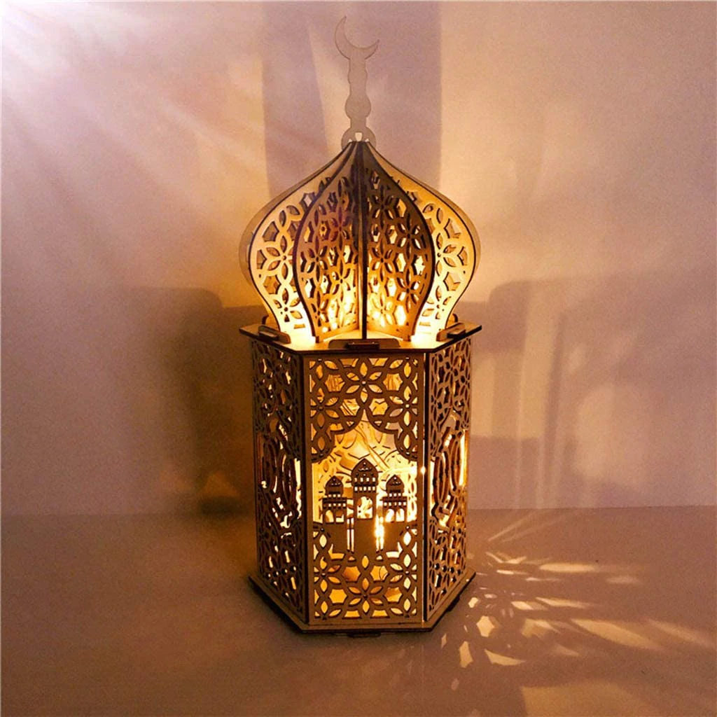 DIY Wooden Lamp with LED night Light - For Ramadan, Bedroom, Eid, Birthday, Holiday Gift