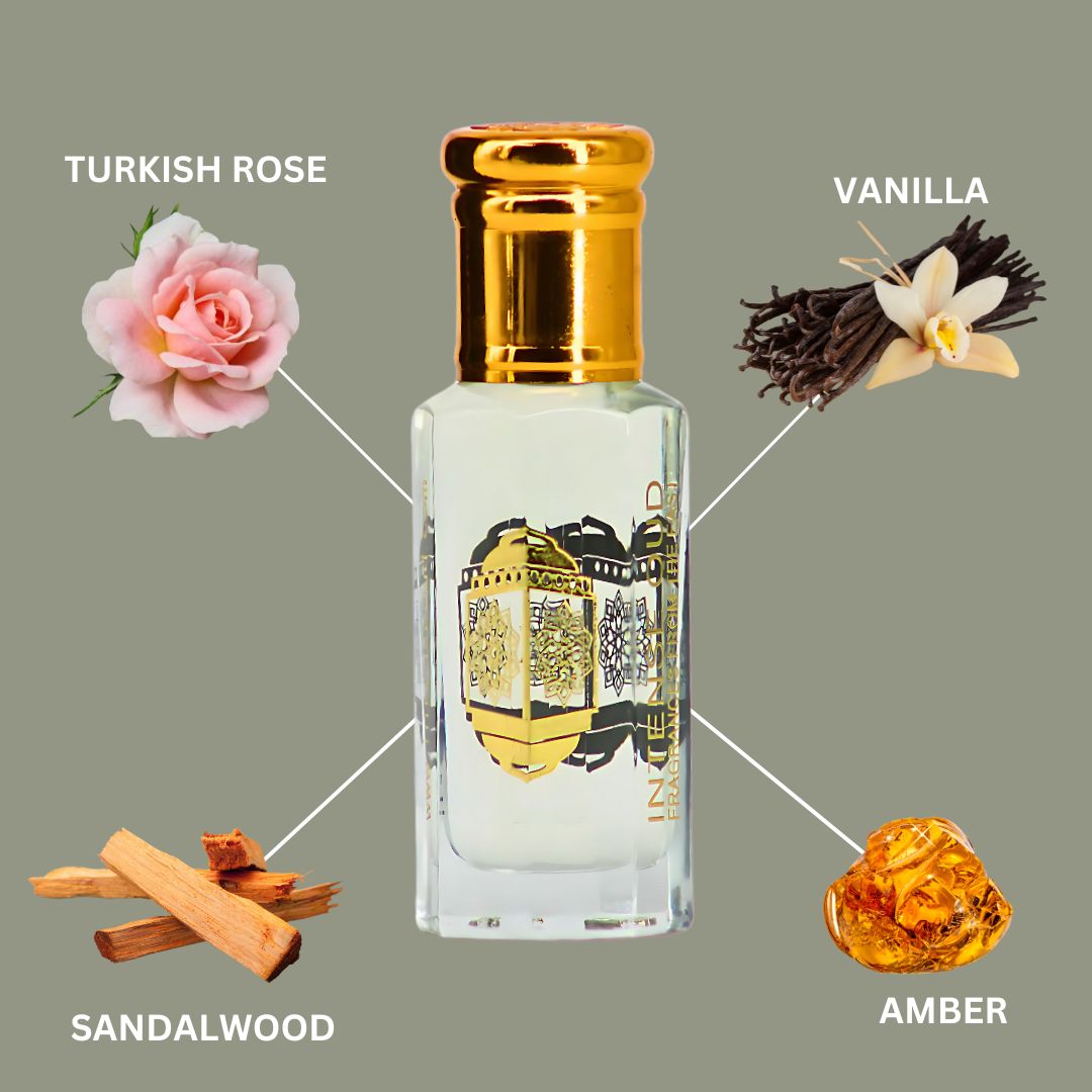 Vanilla Rose Perfume Oil 12ML (0.40 OZ) With Black Gift Box By Intense Oud | Turkish Rose & Creamy Vanilla With A Musky Base.