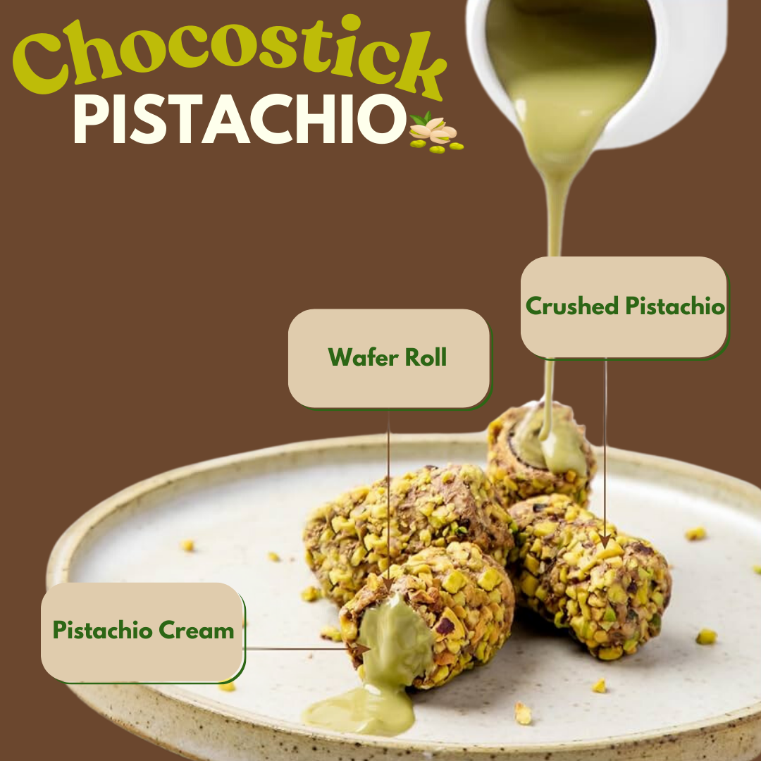 Dubai Choco-Stick Pistachio By Intense Delish | Rich Chocolate, Nutty Crunch, Pistachio (BOX OF 6)