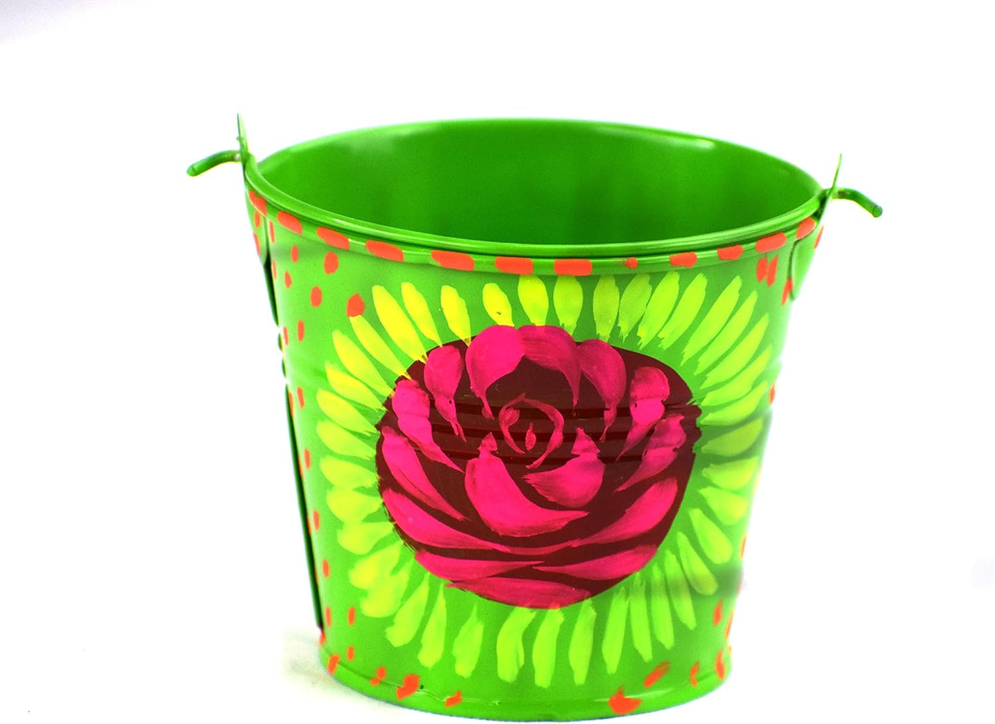 Hand Painted Pot (Water Pot) Pakistani Truck Art Decoration, Kitchen Decor or Souvenir from Pakistan (Green, 3x3)