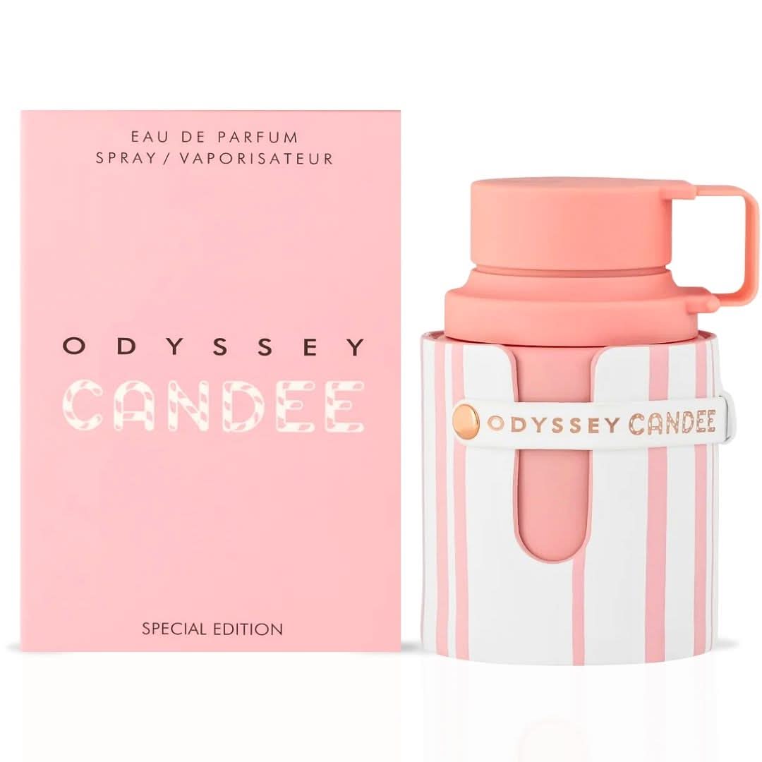 Odyssey Candee Special Edition Eau de Parfum spray by Armaf, 100ml, with elegant bottle and floral fragrance design.