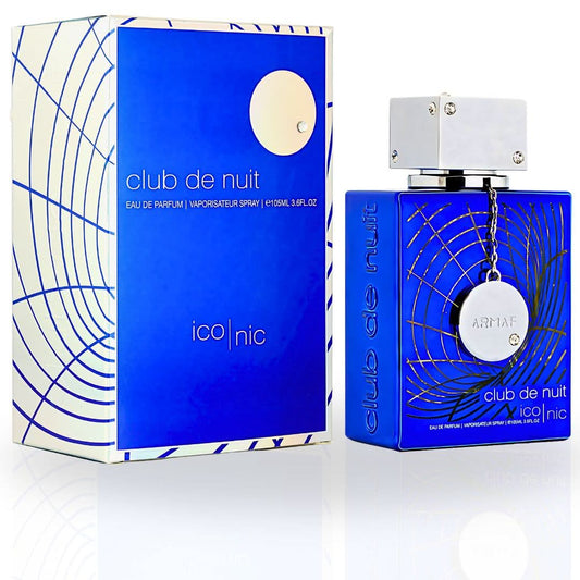 Armaf Club De Nuit Blue Iconic EDP spray bottle 105ml, showcasing the luxurious fragrance and elegant packaging.