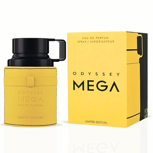 Odyssey Mega Man Limited Edition Eau de Parfum spray by Armaf, 60ml, with sleek bottle design and vibrant packaging.