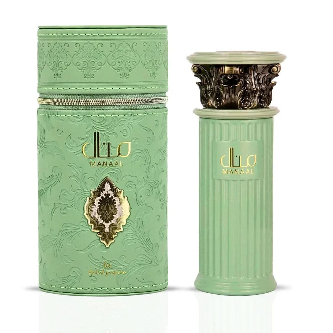 Bottle of Ard Al Zaafaran Manaal Eau de Parfum Spray 100ml with elegant packaging and floral fragrance notes.