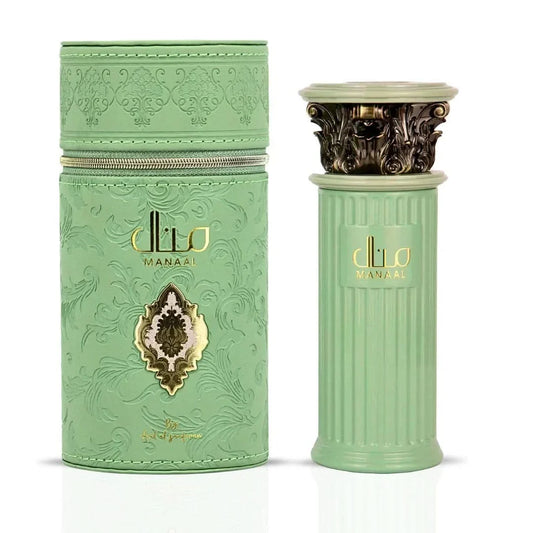 Bottle of Ard Al Zaafaran Manaal Eau de Parfum Spray 100ml with elegant packaging and floral fragrance notes.