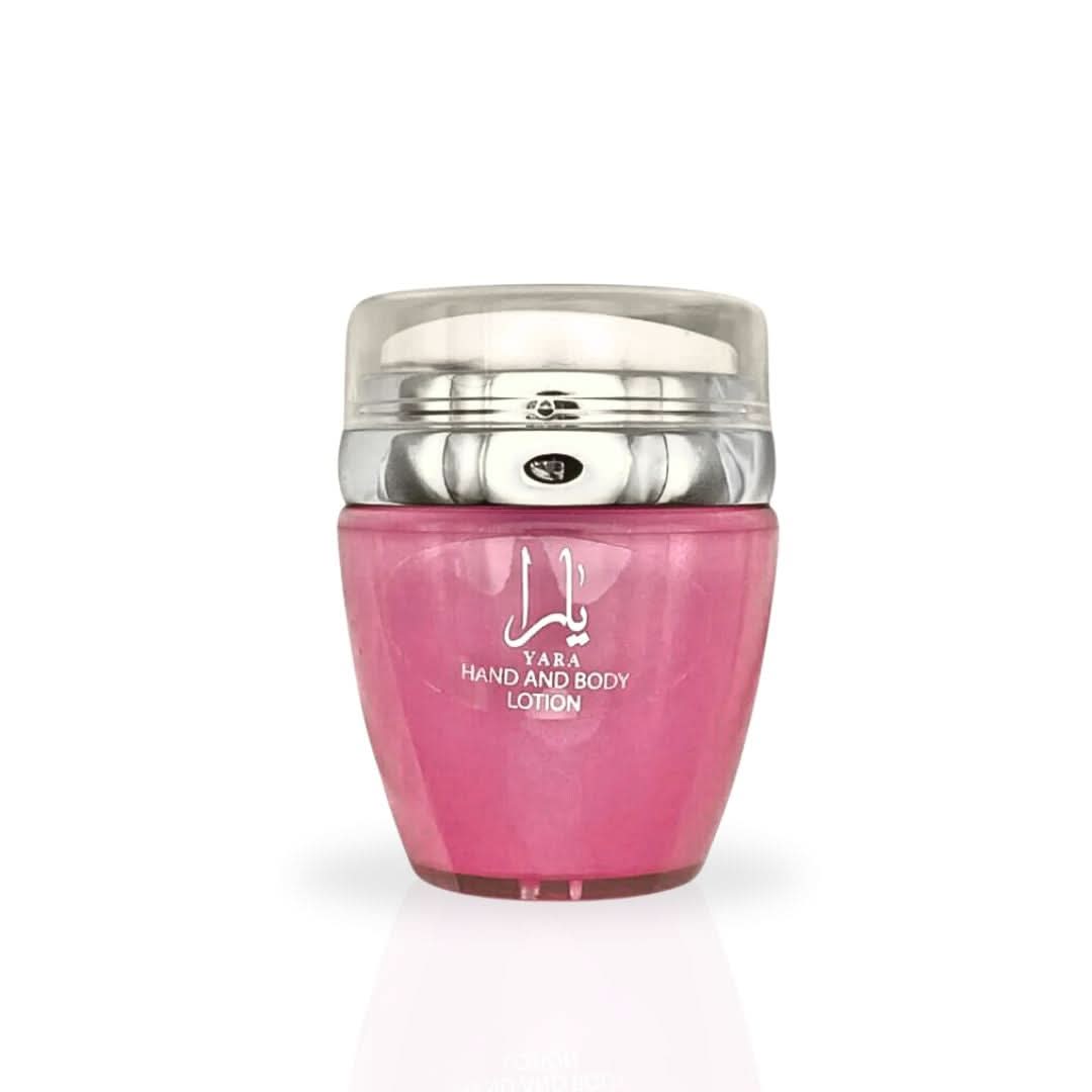 Yara Hand & Body Lotion by Ard Al Zaafaran in 45ml bottle, creamy lotion with floral scent, featuring elegant packaging.