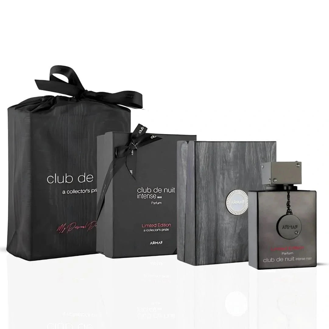 Armaf Club De Nuit Intense Man Limited Edition perfume gift box with 105ml EDP extrait de parfum and elegant packaging.
