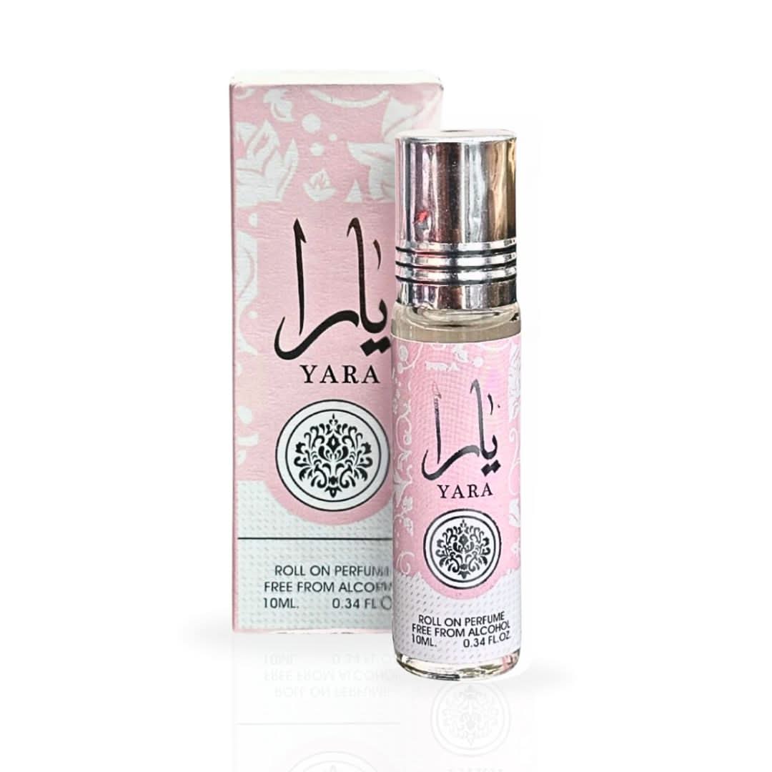 Yara Roll On Perfume Oil by Ard Al Zaafaran in 10ml CPO bottle, featuring a sleek roll-on applicator and elegant packaging.