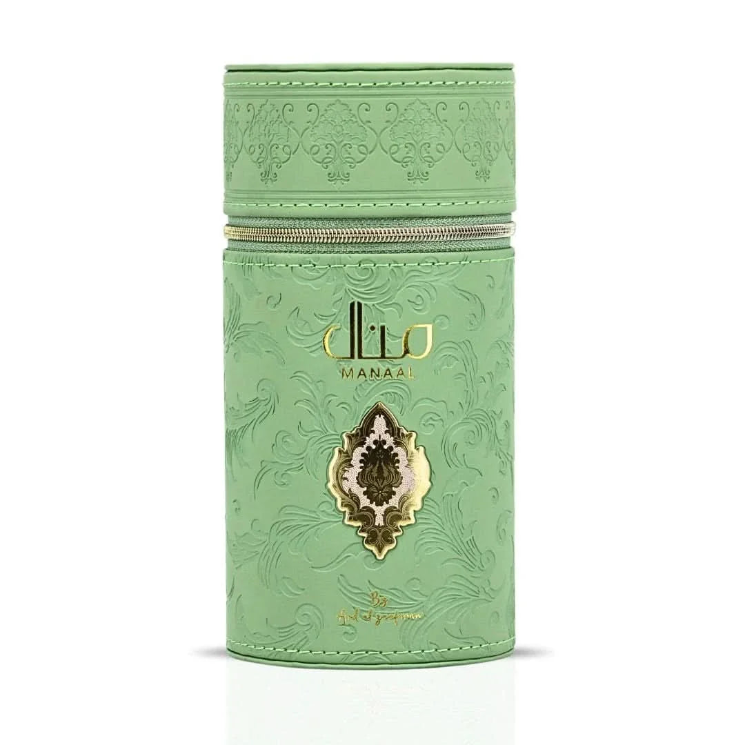 Manaal Eau de Parfum Spray by Ard Al Zaafaran, 100ml bottle, featuring elegant design and the fragrance bottle with floral accents.