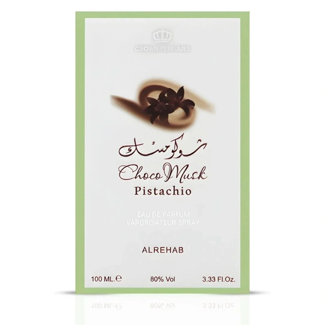 Choco Musk Pistachio Eau de Parfum Spray 100ml (3.4 oz) by Al Rehab - Intense Oud