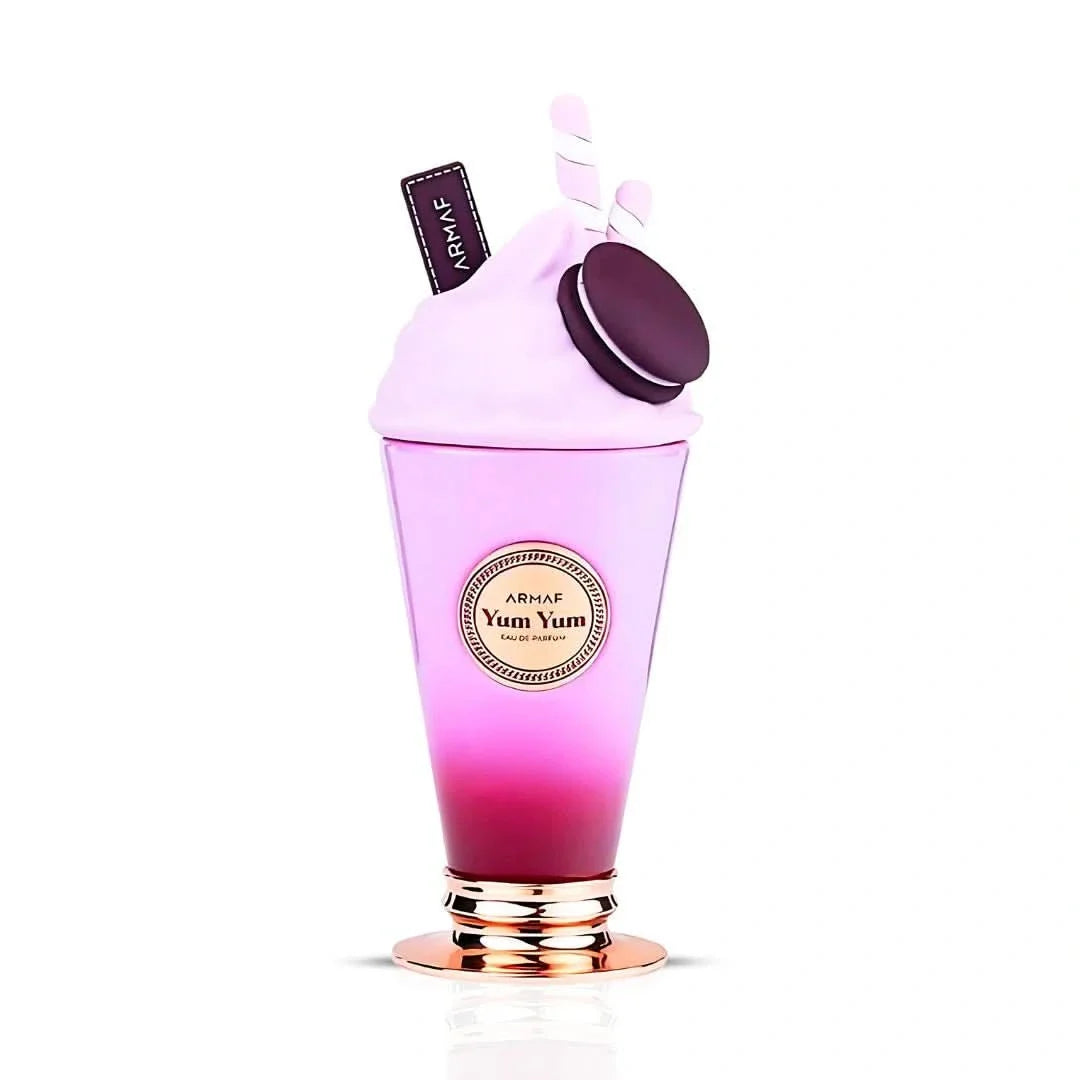 Armaf Delights Yum Yum Eau de Parfum spray 100ml bottle, elegant packaging for this floral and fruity perfume.