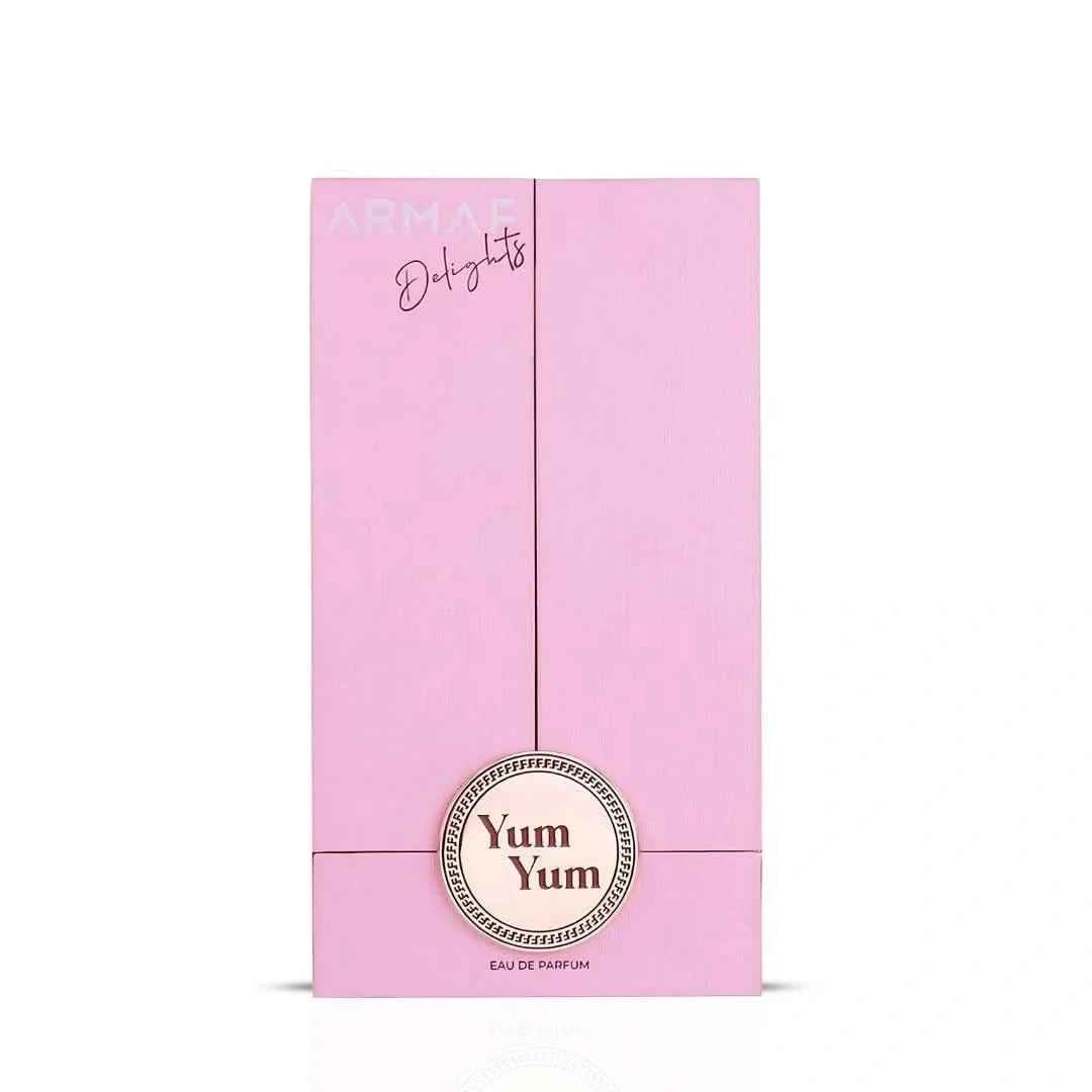 Armaf Delights Yum Yum Eau de Parfum spray 100ml bottle with elegant packaging and floral perfume design.