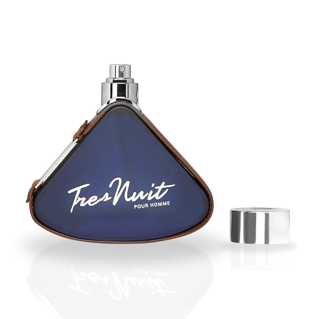 Armaf Tres Nuit Pour Homme Eau de Parfum spray 100ml with sleek black bottle and minimalist design.