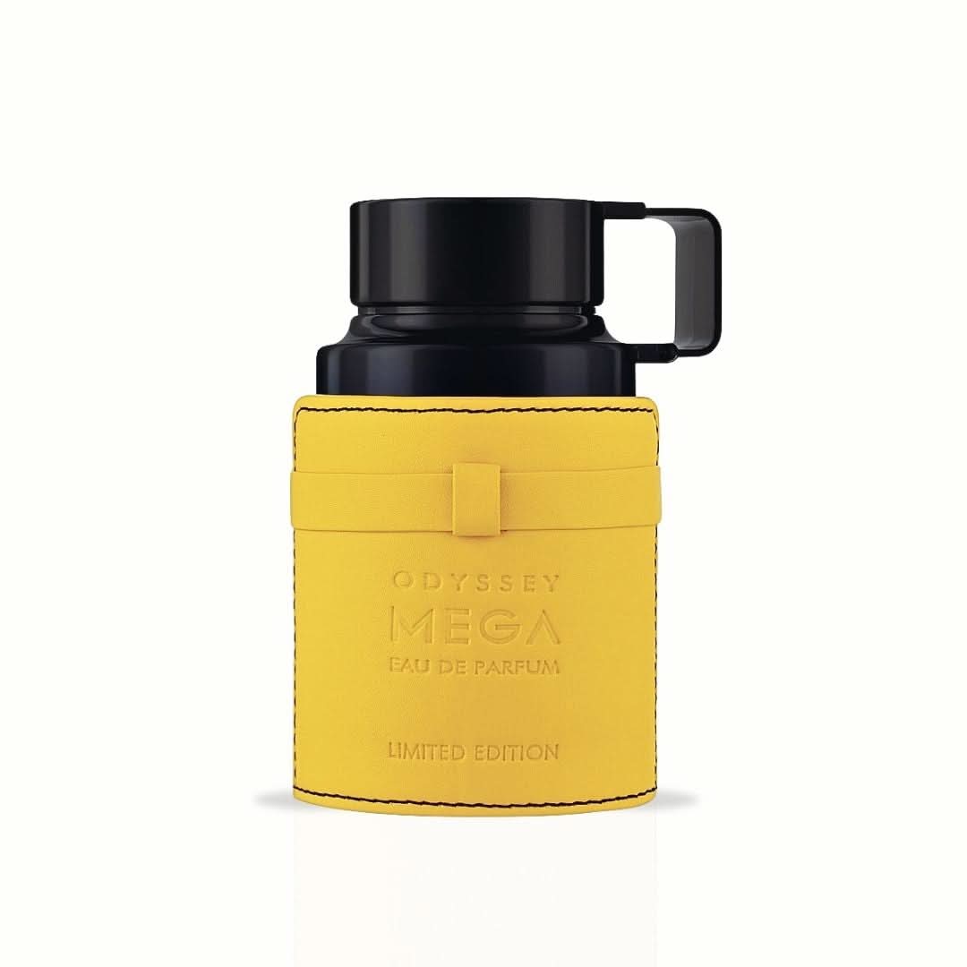 Odyssey Mega Man Limited Edition Eau de Parfum spray by Armaf, 60ml bottle with sleek design and metallic accents.