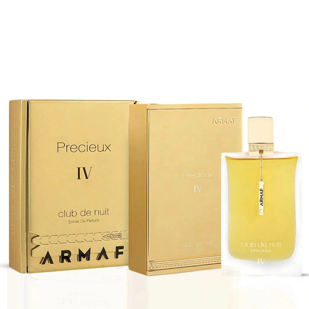Armaf Club de Nuit Précieux IV Extrait de Parfum 55ml EDP bottle with elegant gold and black design.