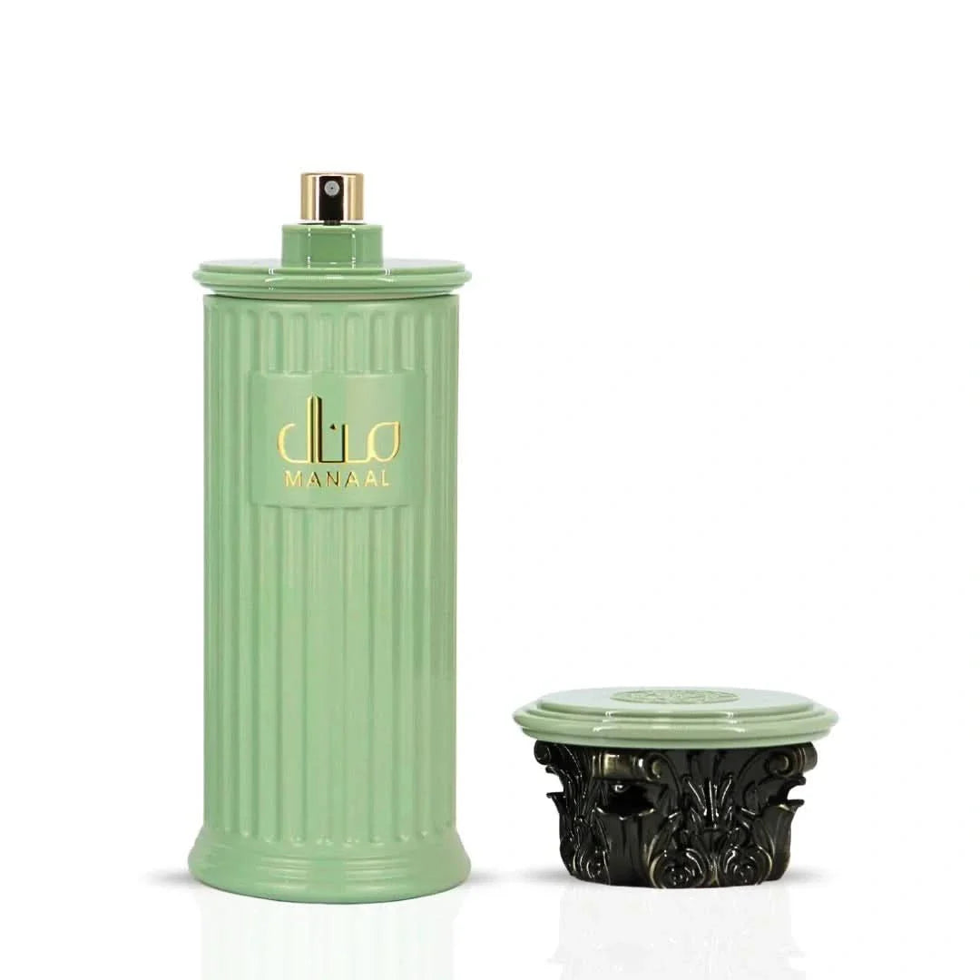 Manaal Eau de Parfum spray by Ard Al Zaafaran, 100ml bottle with elegant packaging and floral fragrance design.