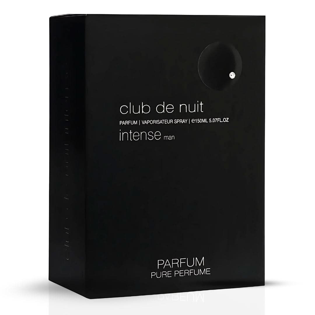 Armaf Club De Nuit Intense Man Pure Parfum Spray 150ml EDP bottle with sleek design and gold accents.