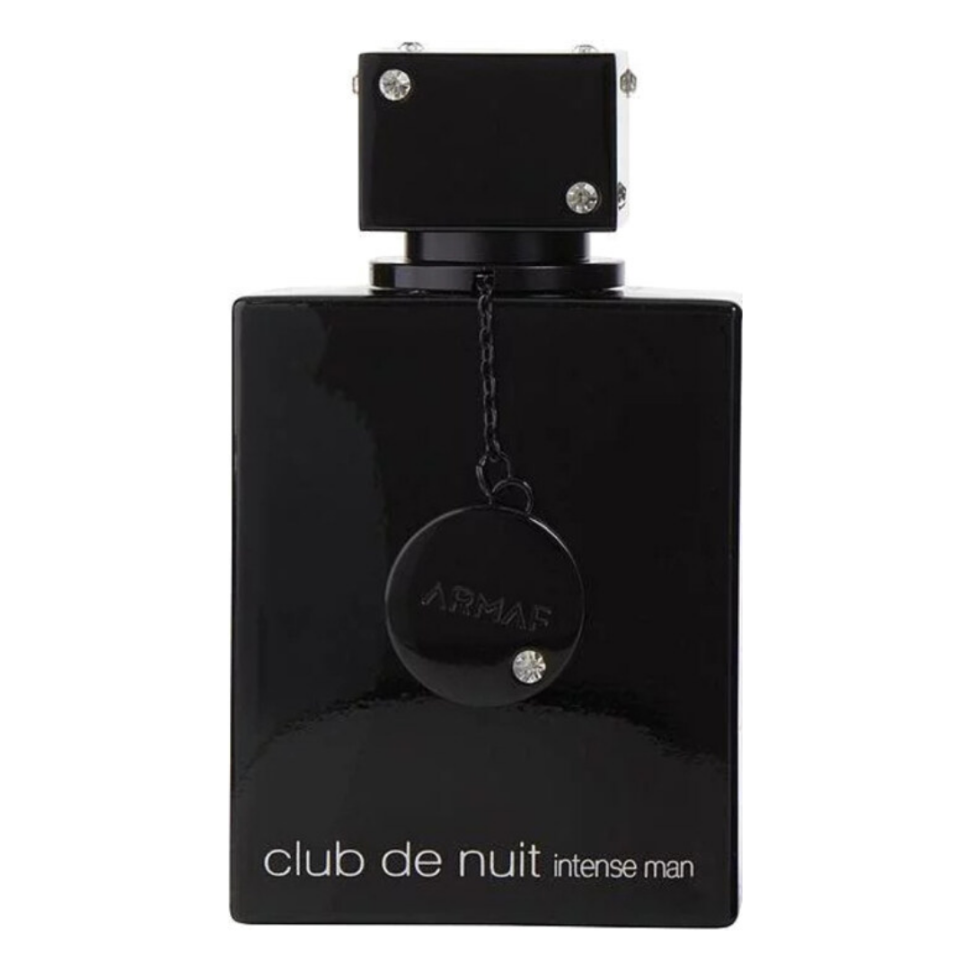 Armaf Club De Nuit Intense for Men Eau de Toilette spray in 105ml bottle, featuring dark glass and sleek packaging design.