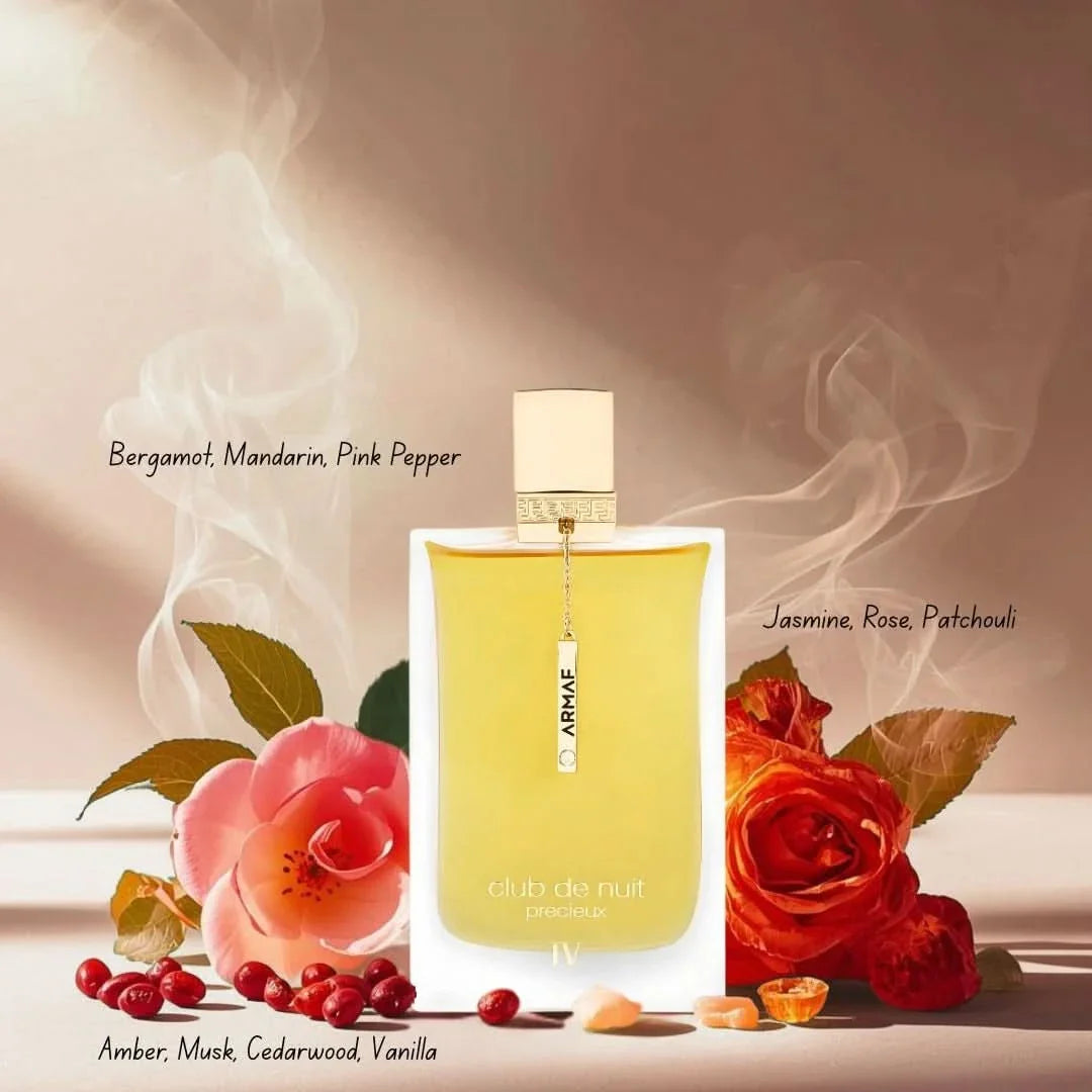 Armaf Club de Nuit Précieux IV Extrait de Parfum 55ml EDP bottle with elegant black cap and gold accents.