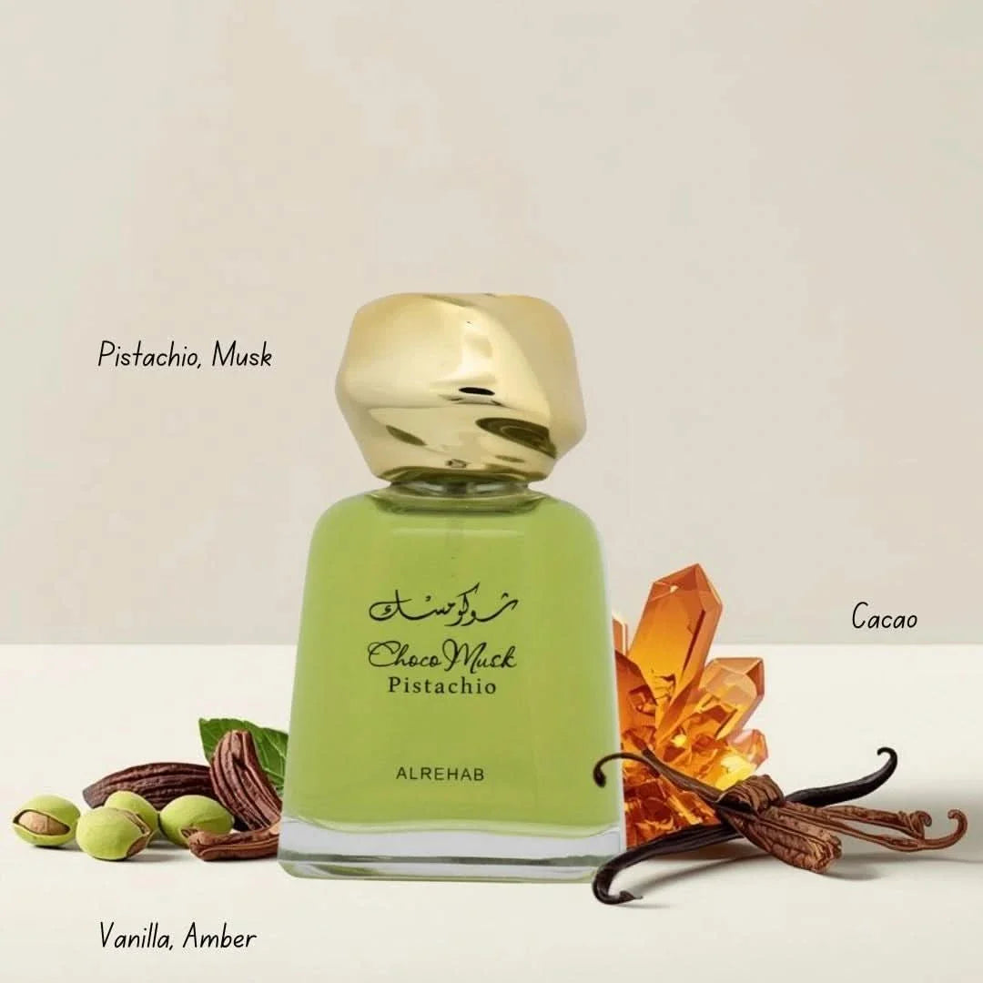Choco Musk Pistachio Eau de Parfum Spray 100ml (3.4 oz) by Al Rehab - Intense Oud