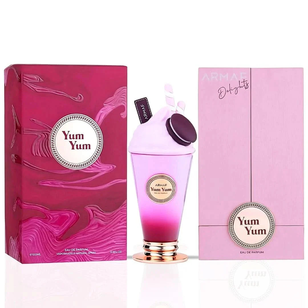 Yum Yum Eau de Parfum Spray by Armaf Delights, 100ml bottle with elegant packaging and floral fragrance design.