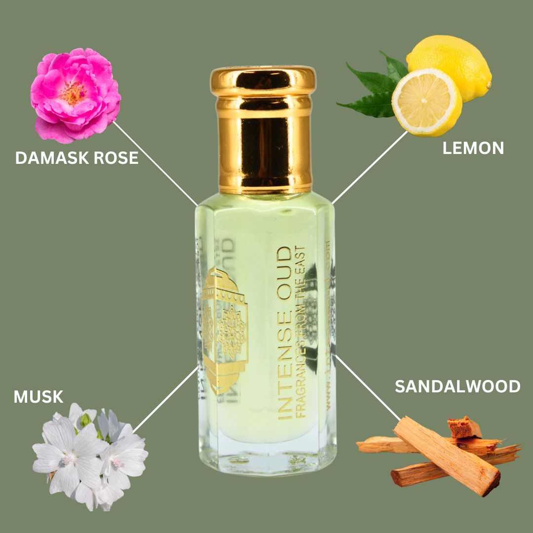 Rose Musk Perfume Oil 12ML (0.40 OZ) With Black Gift Box By Intense Oud | Fresh Rose, Zesty Lemon With A Soft Musk & Sandalwood Finish.