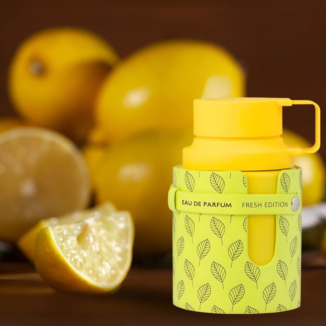 Odyssey Limoni Eau de Parfum spray by Armaf, 100ml bottle with elegant design, featuring citrus and floral notes.