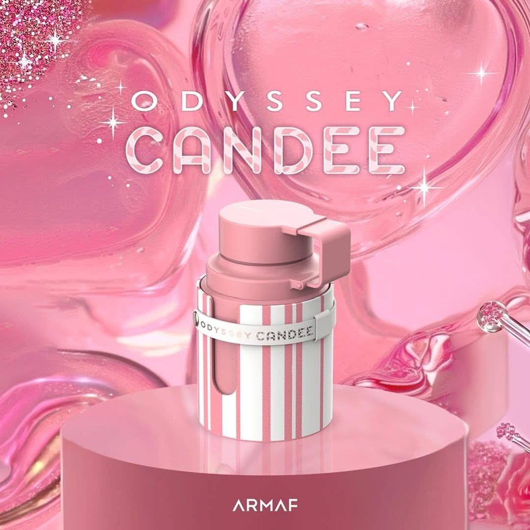 Odyssey Candee Special Edition Eau de Parfum spray by Armaf, 100ml bottle with a sleek design and elegant packaging.