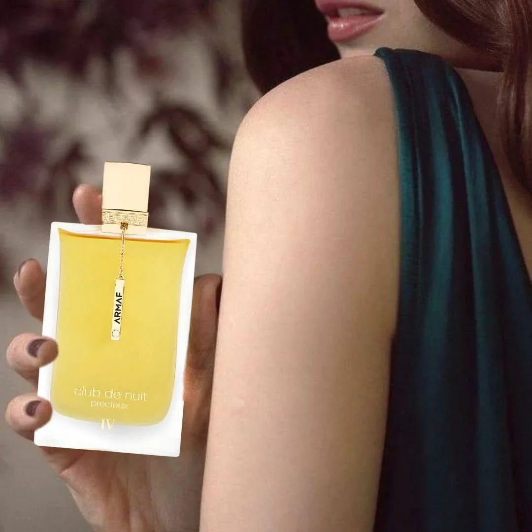 Armaf Club de Nuit Précieux IV Extrait de Parfum 55ml EDP bottle with elegant packaging and fragrance details.