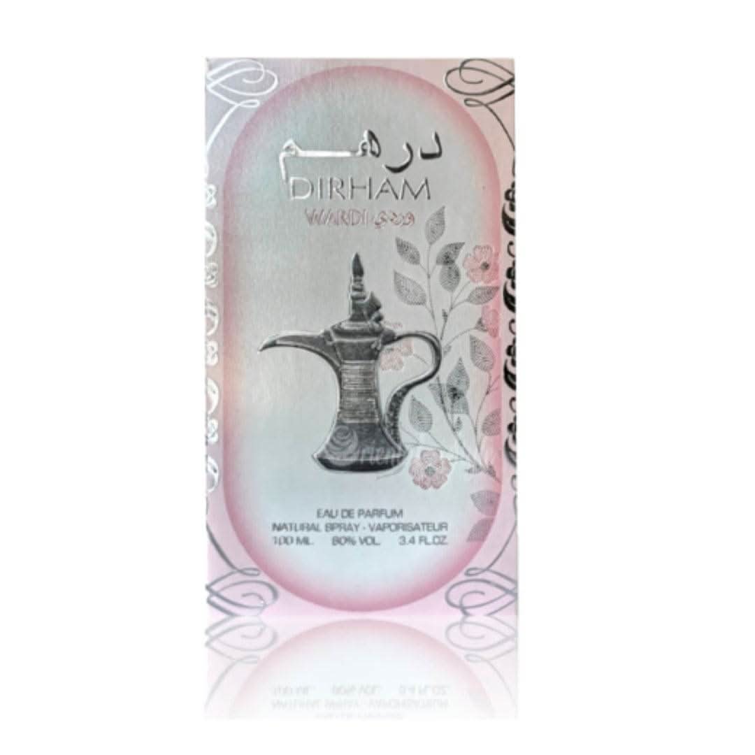 Dirham Wardi Eau De Parfum for women by Ard Al Zaafaran, 100mL bottle with elegant floral fragrance design.