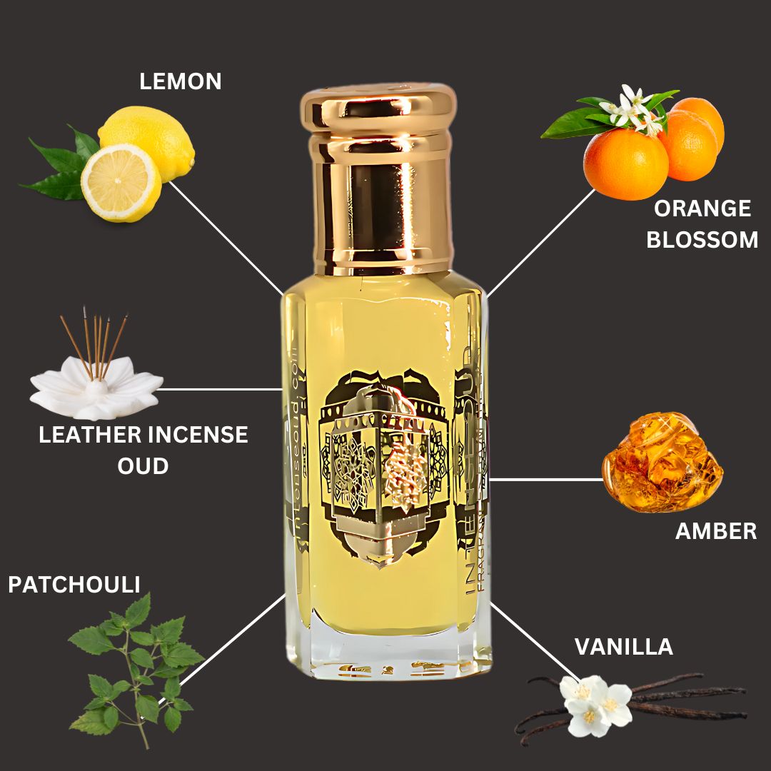 Touch Of Amber Perfume Oil 12ML (0.40 OZ) With Black Gift Box By Intense Oud | Bold Amber, Leather & Musk With A Hint Of Citrus.