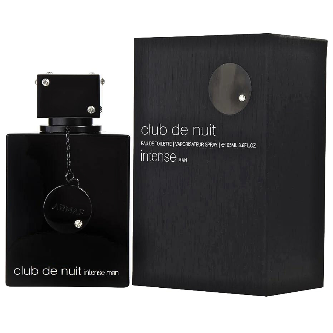 Armaf Club De Nuit Intense for Men Eau de Toilette spray, 105ml bottle, with sleek design and dark packaging.
