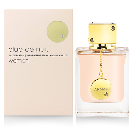 Armaf Club De Nuit for Women Eau de Parfum spray 105ml, elegant bottle with floral and fruity fragrance details.