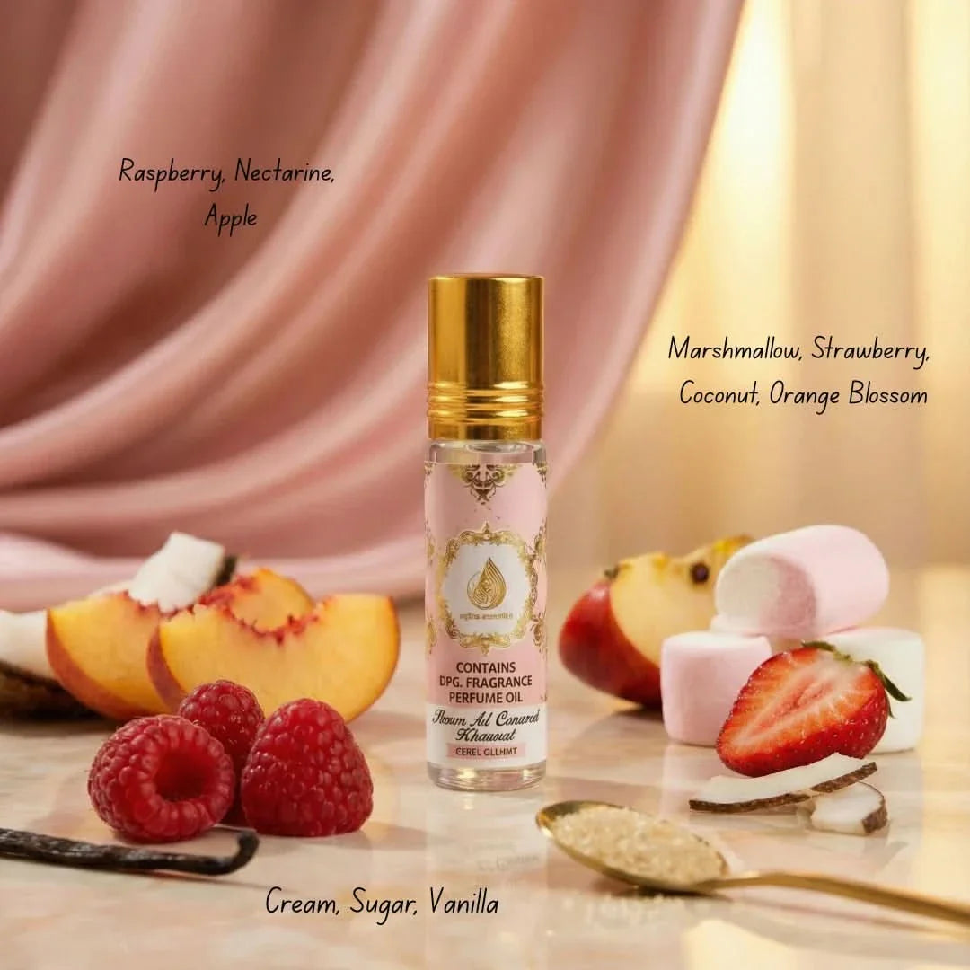 Lattafa perfume bundle with Yara Eau De Parfum spray and Pink Blush Shams Al Emarat roll-on oil, featuring elegant bottles and packaging.